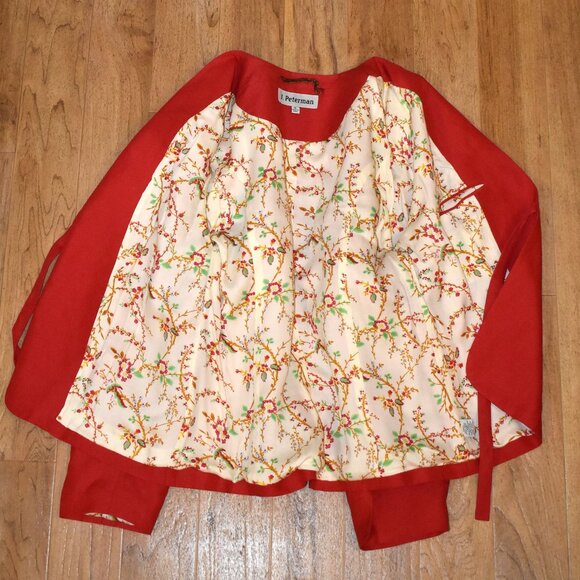 J. Peterman Red Silk/Linen Blend Tie Front Blazer Sz 16 (Large) - Picture 4 of 5